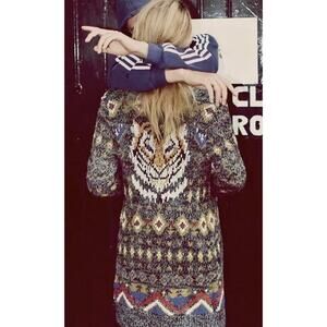 FREE PEOPLE Mascot Tiger Wool Blend Cardigan Bohemian Winter Sweater Size XS TP